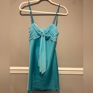Women's Soft Sati Turquoise Spaghetti Strap Dress - Size Large/8- NWT